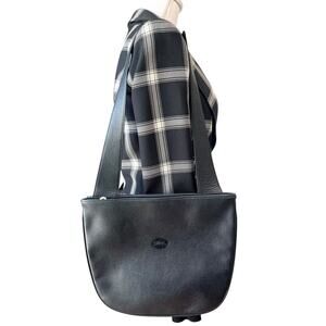 Vintage Longchamp Double Compartment Shoulder Bag Black Made in France